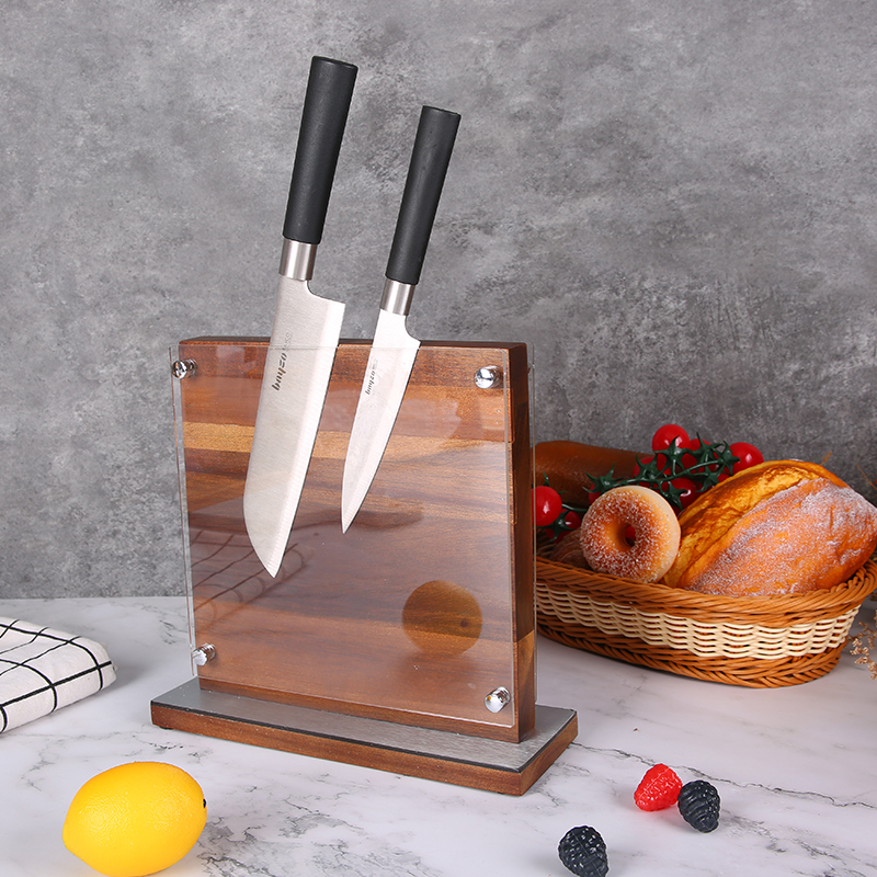 27CM Acacia Wood Knife Holder Double Faces Natural color With